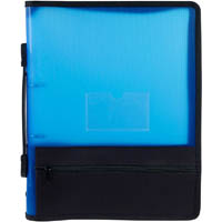 marbig zipper ring binder with storage 2r 25mm a4 blue