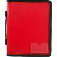 marbig zipper ring binder with handle 3r 25mm a4 red