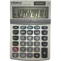 initiative desktop calculator 12 digit dual powered small grey