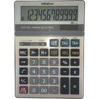 initiative desktop calculator 12 digit dual powered large grey