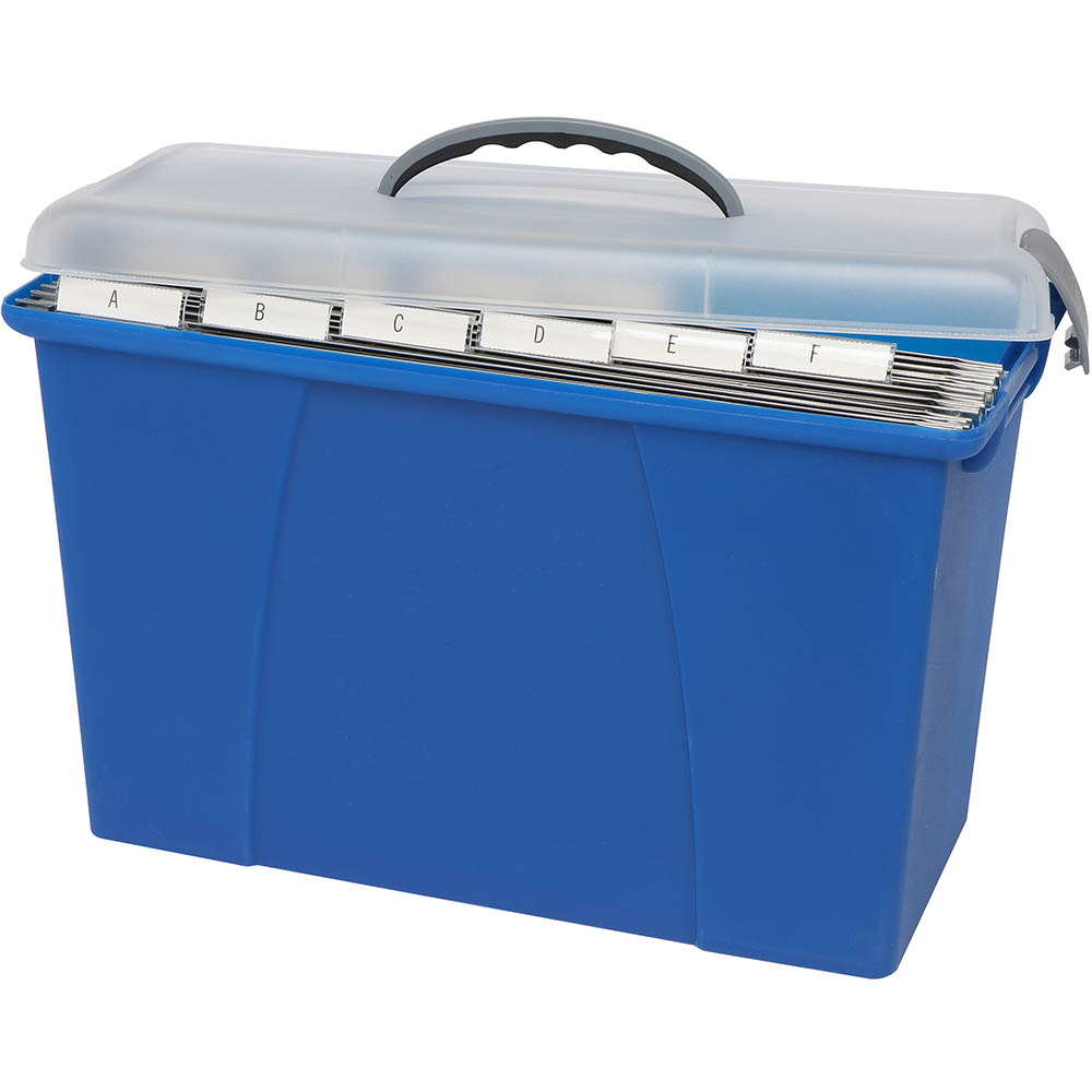 Image for CRYSTALFILE CARRY CASE CLEAR LID / BLUE BASE from Mackay Business Machines (MBM) Office National