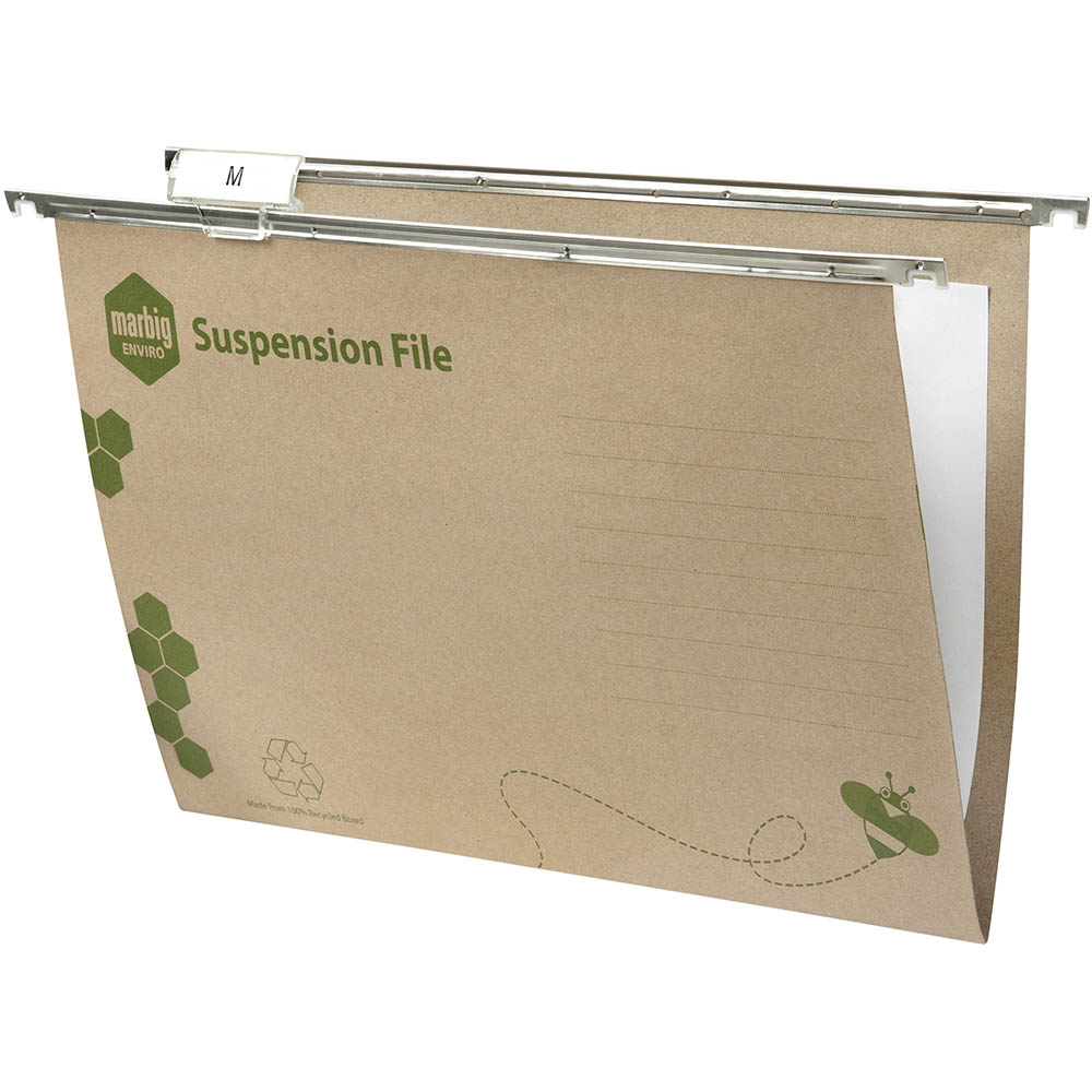 Image for MARBIG ENVIRO SUSPENSION FILES FOOLSCAP KRAFT PACK 10 from Mackay Business Machines (MBM) Office National