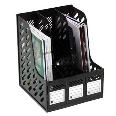 Image for MARBIG MAGAZINE RACK 3 SECTION BLACK from Absolute MBA Office National