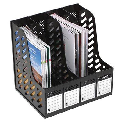 Image for MARBIG MAGAZINE RACK 4 SECTION BLACK from Copylink Office National
