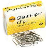 marbig paper clip giant 50mm box 100