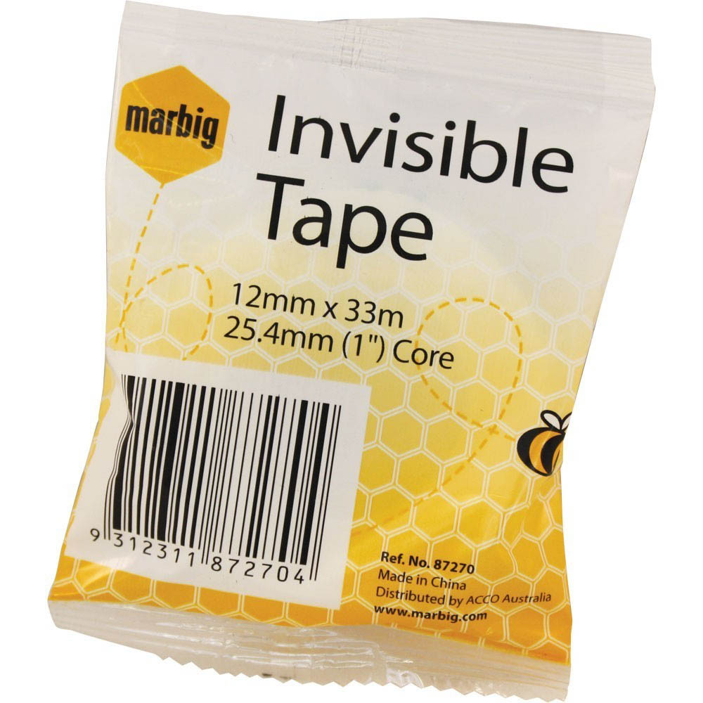 Image for MARBIG INVISIBLE TAPE 12MM X 33M 25.4MM CORE from Chris Humphrey Office National