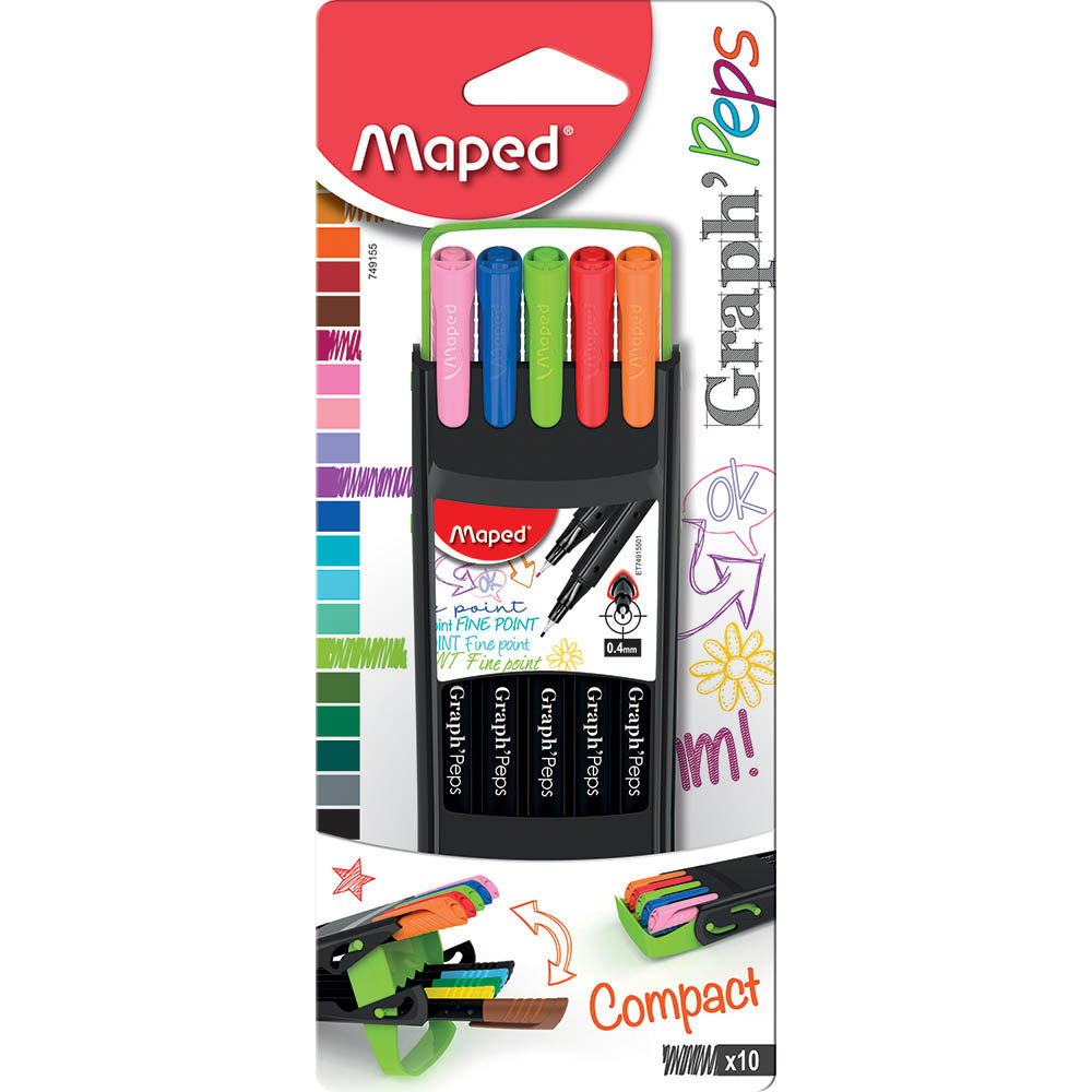Image for MAPED GRAPH PEPS FINELINER PEN ASSORTED PACK 10 from OFFICE NATIONAL CANNING VALE