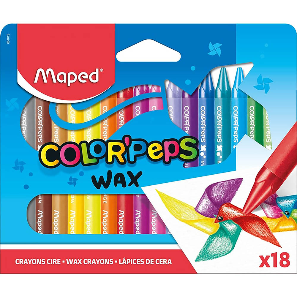 Image for MAPED WAX CRAYONS ASSORTED PACK 18 from Surry Office National