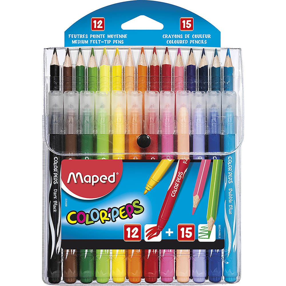 Image for MAPED COLOR PEPS MULTI PACK FELT PENS AND COLOURED PENCILS ASSORTED WALLET 27 from Surry Office National
