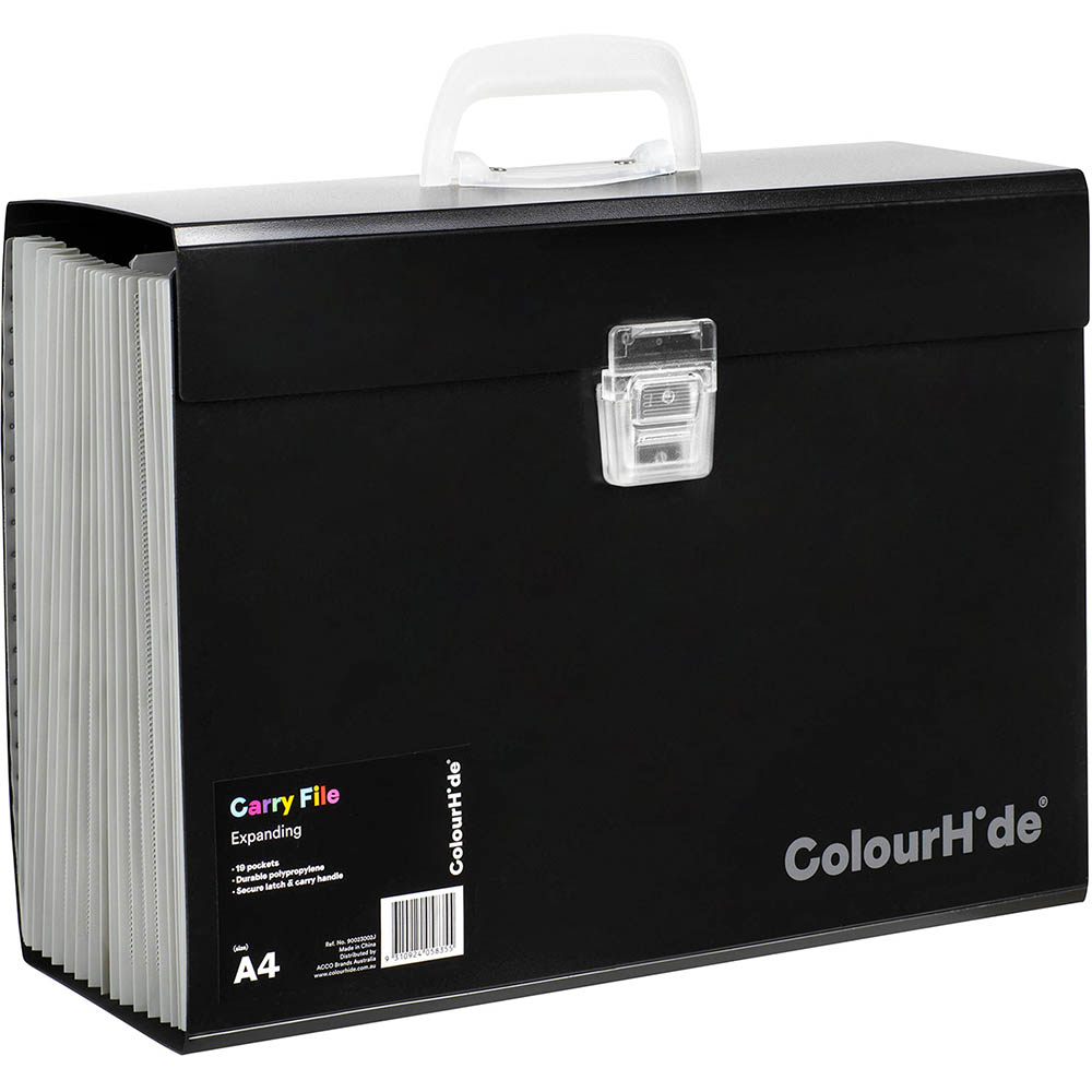 Image for COLOURHIDE EXPANDING CARRY FILE PP A4 BLACK from Discount Office National