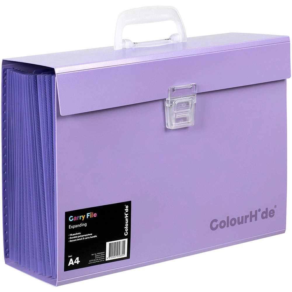 Image for COLOURHIDE EXPANDING CARRY FILE PP A4 PURPLE from Discount Office National