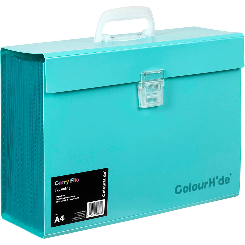 Image for COLOURHIDE EXPANDING CARRY FILE PP A4 AQUA from Discount Office National