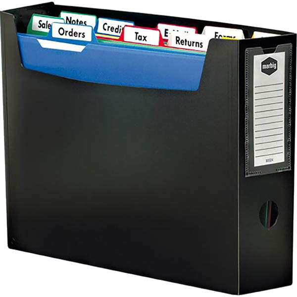 Image for MARBIG PORTABLE ORGANISER FILE WITH TABS A4 BLACK from Office National Limestone Coast