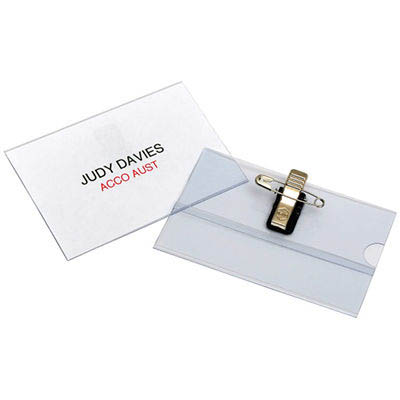 Image for REXEL ID RECYCLED CONVENTION CARD HOLDER PIN PACK 50 from PaperChase Office National
