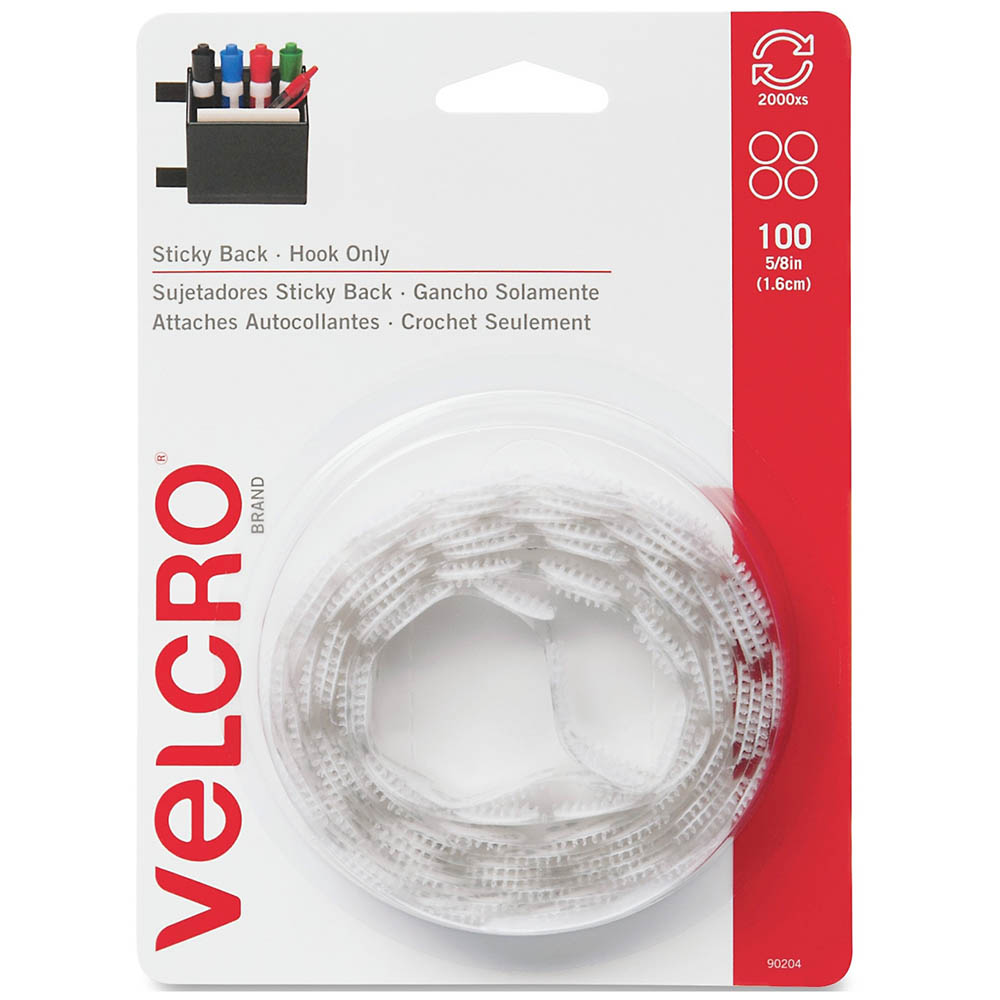 Image for VELCRO BRAND® HOOK ONLY DOTS 16MM WHITE PACK 100 from Office National Kalgoorlie