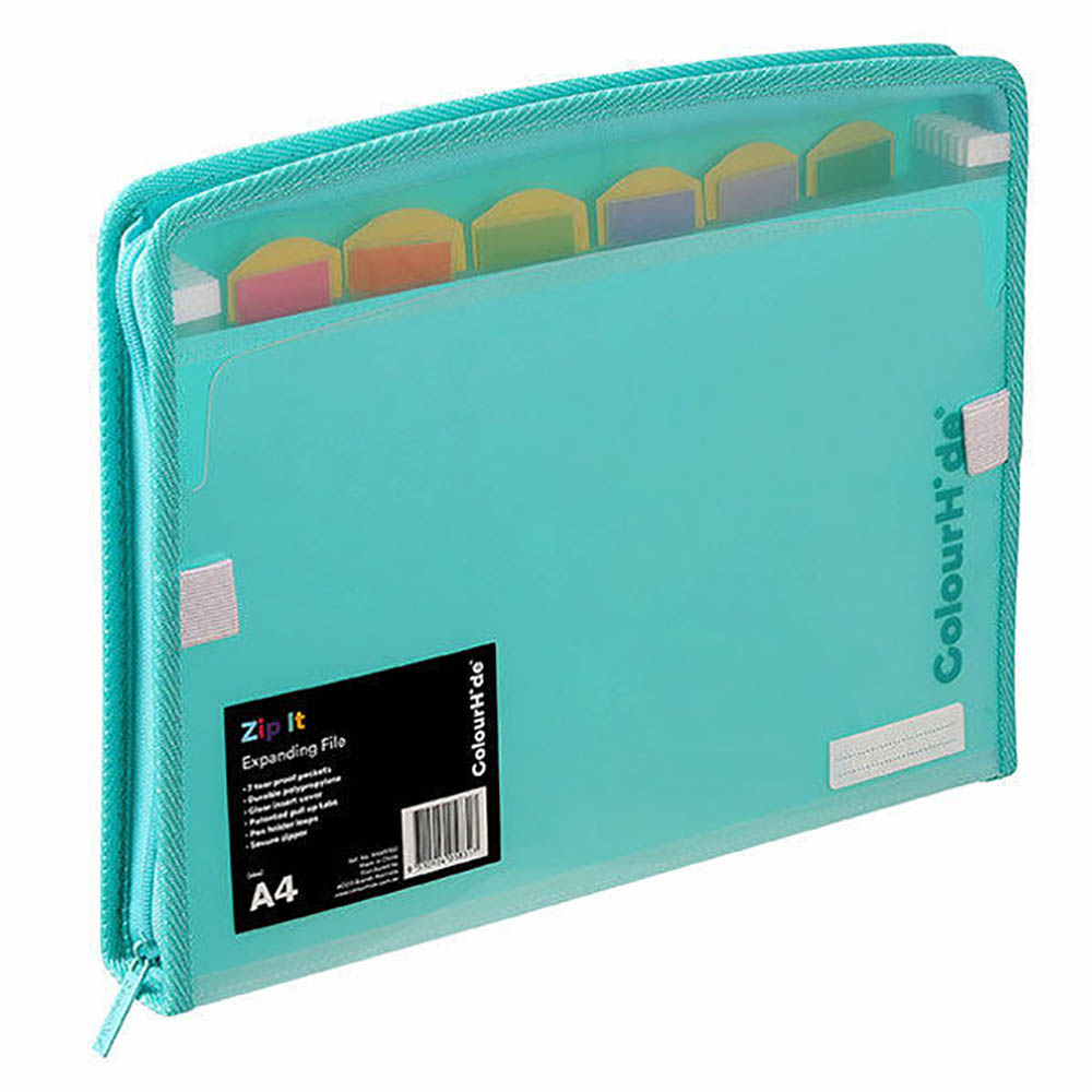 Image for COLOURHIDE  ZIP IT EXPANDING FILE A4 SKY BLUE from Discount Office National