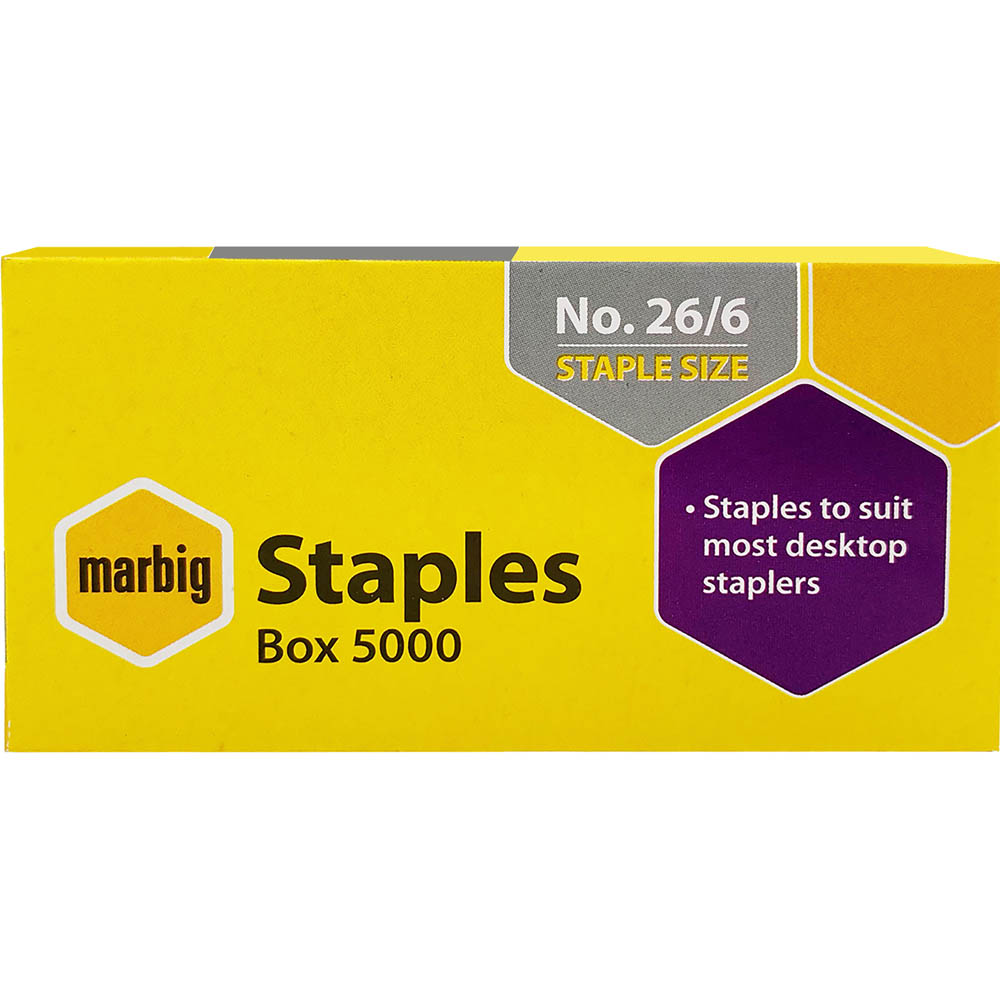 Image for MARBIG STAPLES 26/6 BOX 5000 from Ezi Office National Tweed