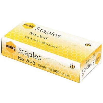 Image for MARBIG STAPLES 26/8 BOX 5000 from Coffs Coast Office National