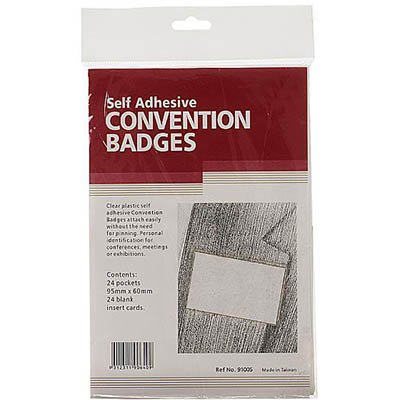 Image for REXEL ID CONVENTION BADGES SELF ADHESIVE CLEAR PACK 24 from Darwin Business Machines Office National