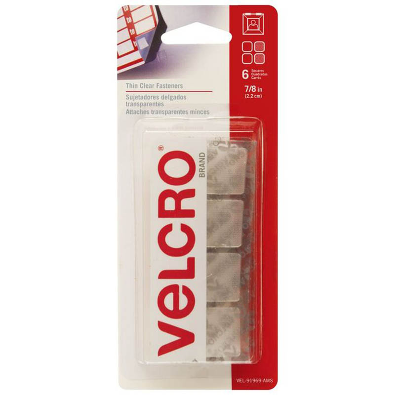 Image for VELCRO BRAND® FASTENER SQUARES 22 X 22MM CLEAR PACK 6 from Angletons Office National