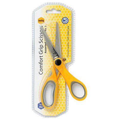 marbig comfort grip scissors 182mm assorted
