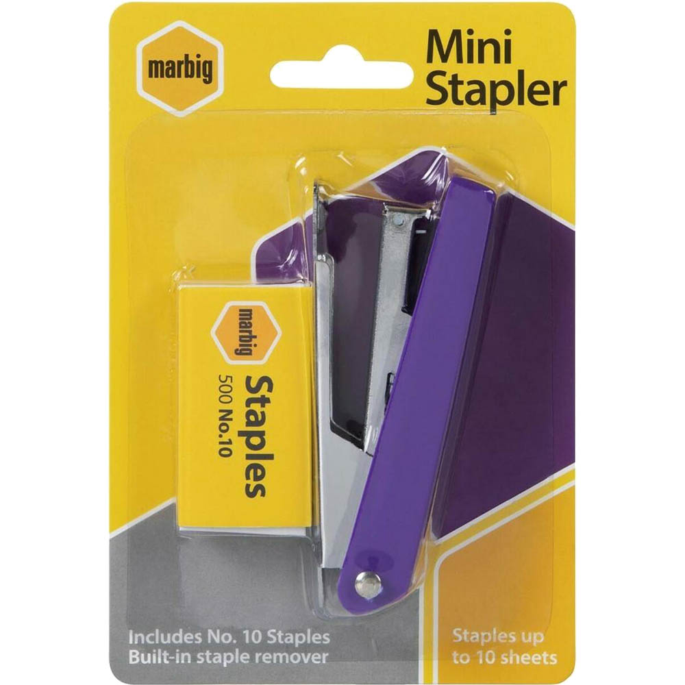 Image for MARBIG MINI STAPLER NO.10 ASSORTED from OFFICE NATIONAL CANNING VALE