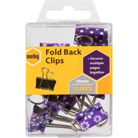marbig foldback clip 19mm purple pack 12