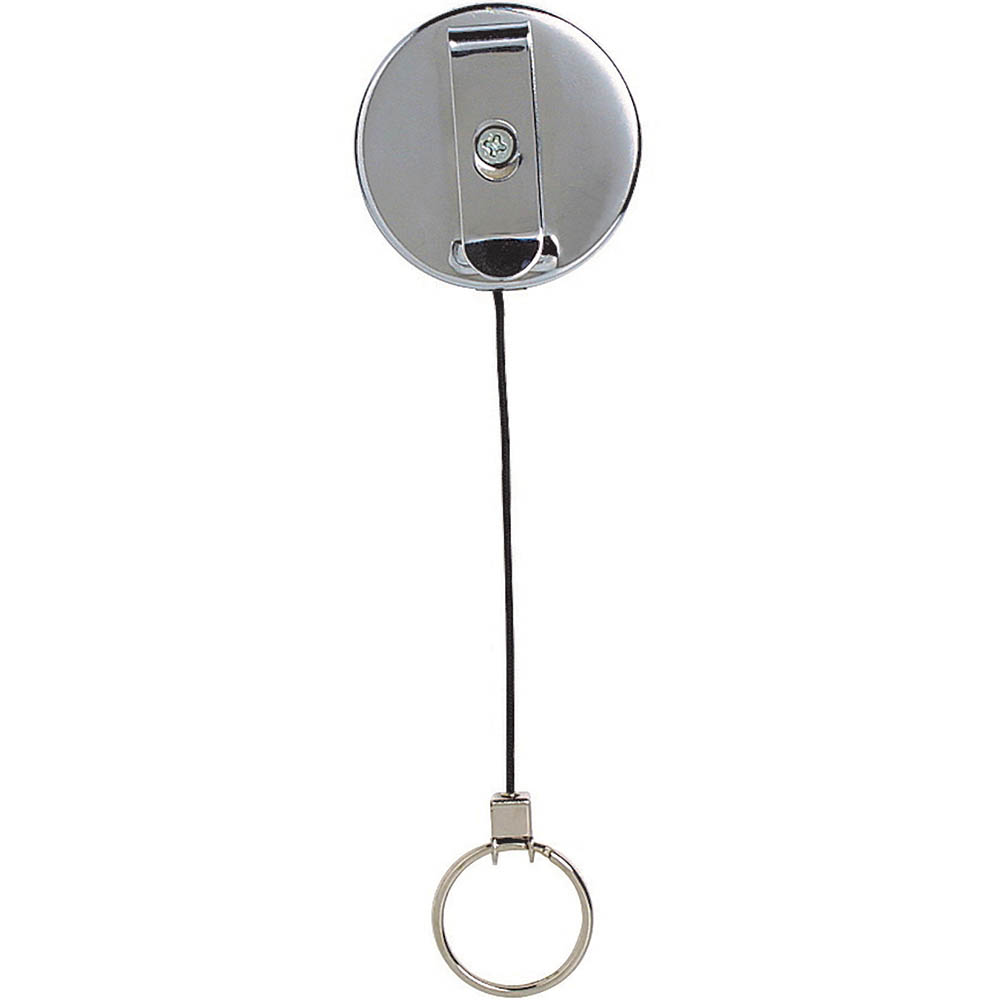 Image for REXEL ID RETRACTABLE METAL KEY HOLDER REEL NYLON CORD BLACK HANGSELL from Pirie Office National