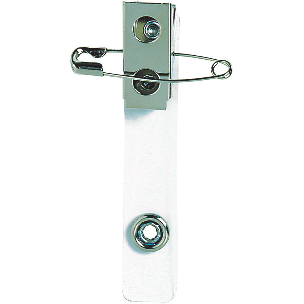 Image for REXEL ID BADGE STRAP CLIP AND PIN CLEAR PACK 10 from Emerald Office Supplies Office National