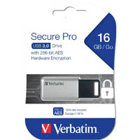 verbatim store-n-go secure pro flash drive usb 3.0 16gb grey