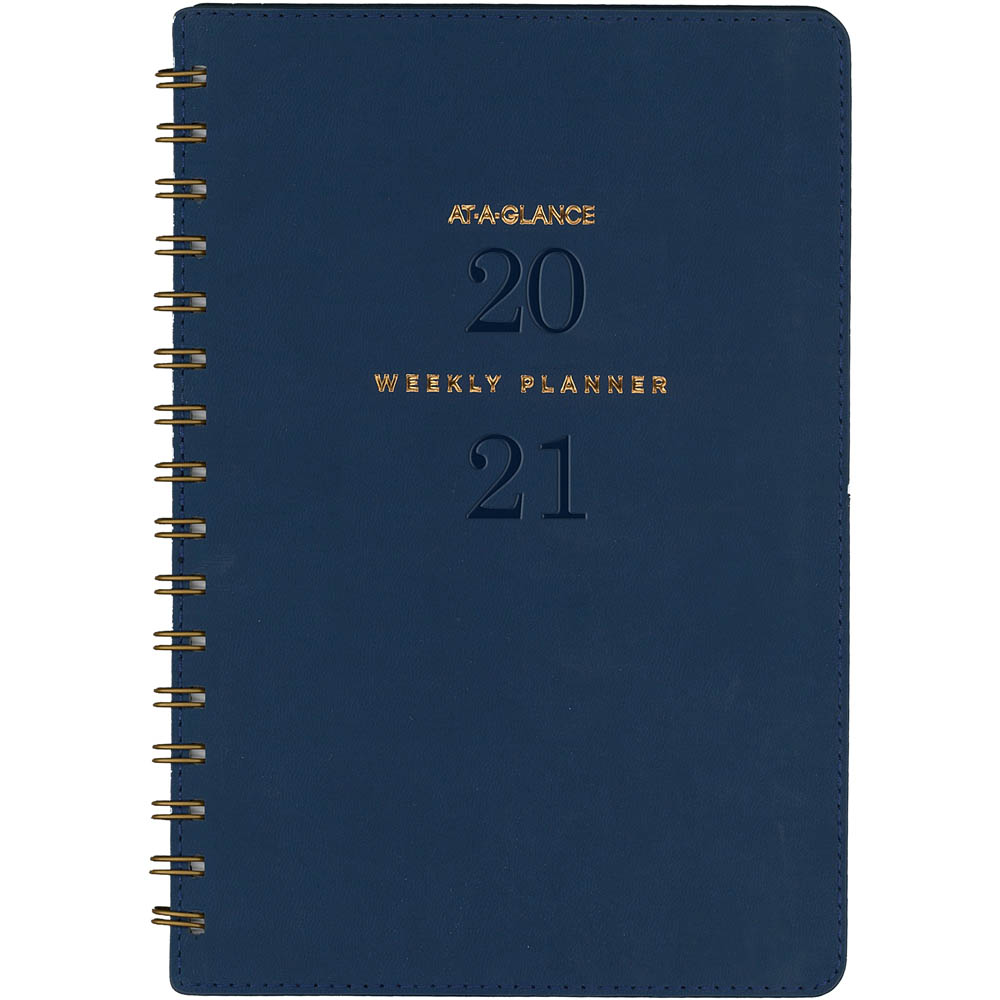 Image for AT-A-GLANCE 2021 SIGNATURE COLLECTION DIARY WIREBOUND WEEK TO VIEW A5 NAVY from Office National Barossa