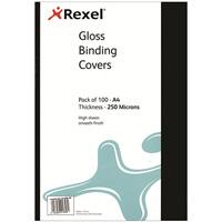 rexel binding cover gloss 250gsm a4 black pack 100