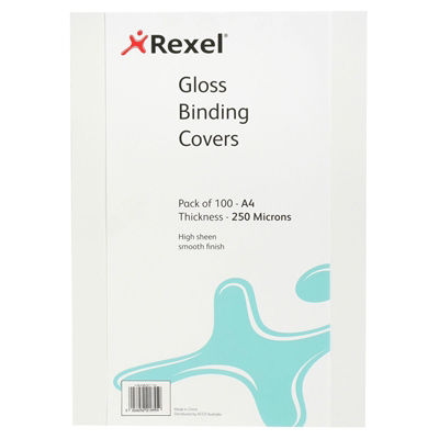 Image for REXEL BINDING COVER 250 MICRON A4 GLOSS WHITE PACK 100 from OFFICE NATIONAL CANNING VALE