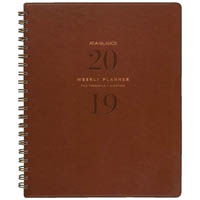 at-a-glance 2020 signature collection wirebound weekly planner a5 brown pu leather