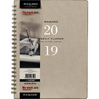 at-a-glance 2020 signature collection wirebound weekly planner a4 cream pu leather