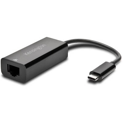 Image for KENSINGTON CA1100E USB TYPE-C TO ETHERNET ADAPTOR BLACK from Emerald Office Supplies Office National