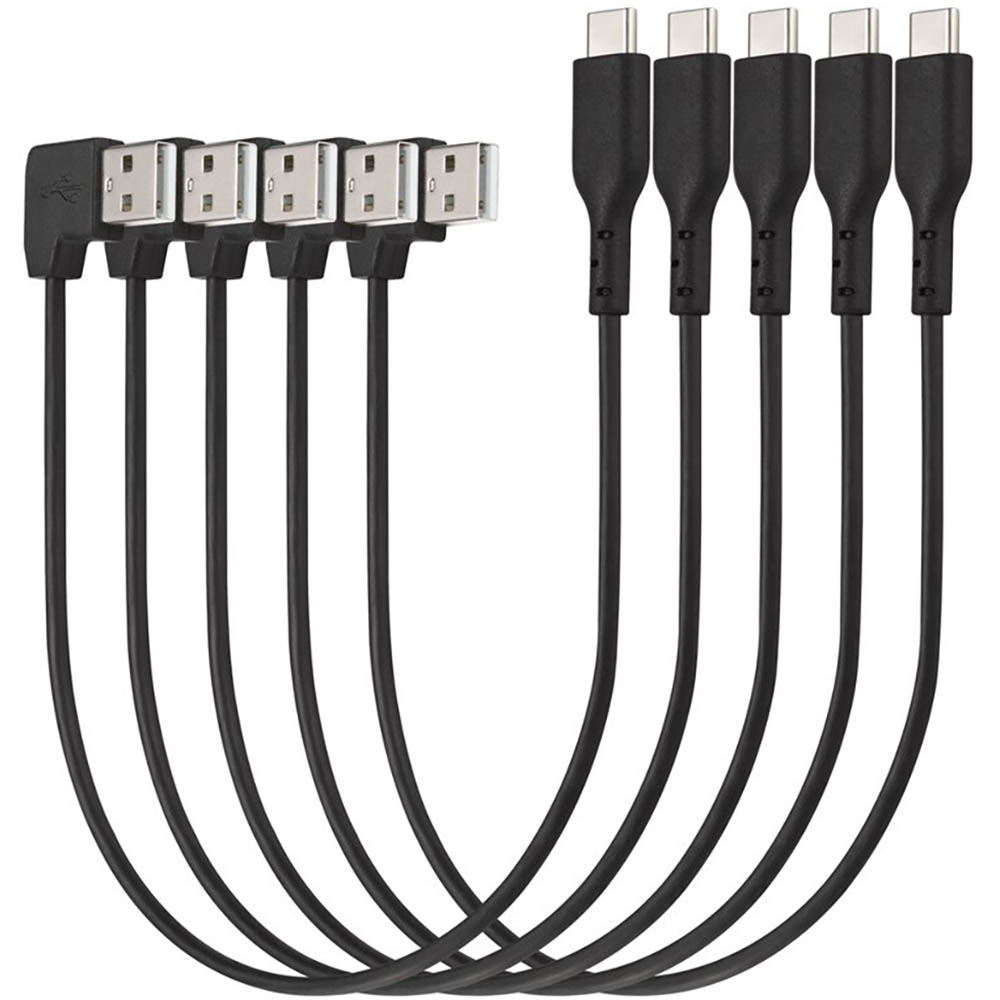 Image for KENSINGTON CHARGE AND SYNC CABLE USB-A TO USB-C 327MM BLACK PACK 5 from Bolton's Office National