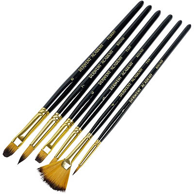 Image for DERWENT ACADEMY TAKLON PAINT BRUSHES SMALL PACK 6 from Ezi Office National Tweed