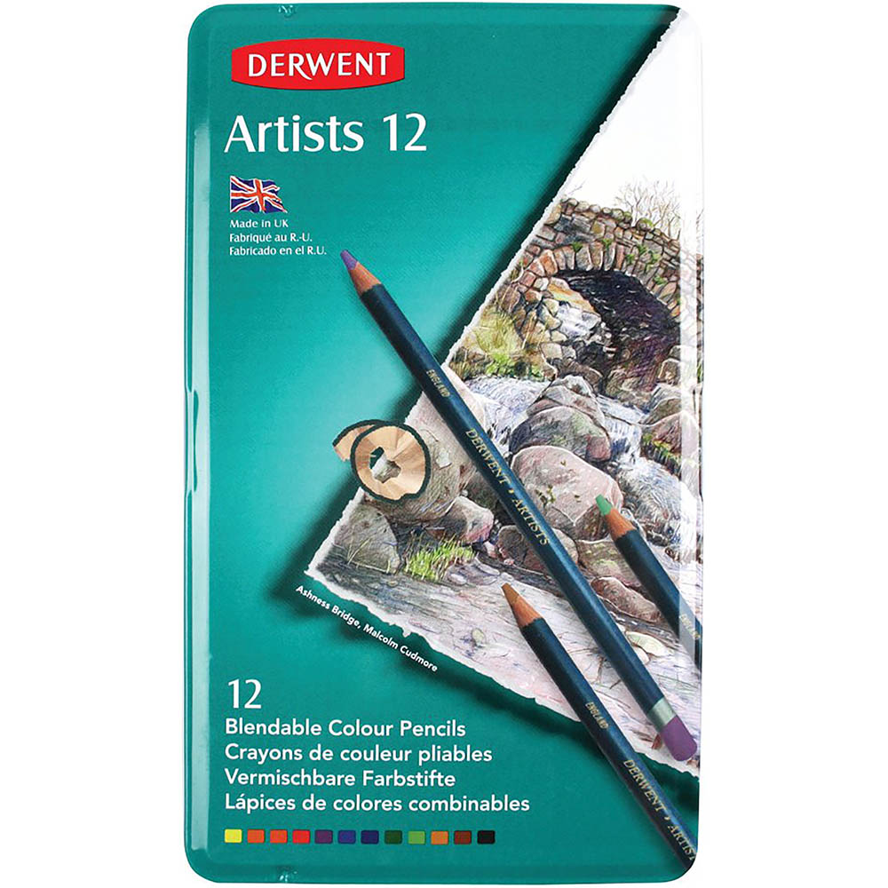 Image for DERWENT ARTIST PENCILS ASSORTED TIN 12 from Ezi Office Supplies Gold Coast Office National