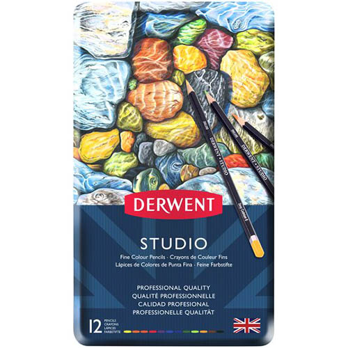 Image for DERWENT STUDIO COLOURED PENCILS ASSORTED TIN 12 from OFFICE NATIONAL CANNING VALE