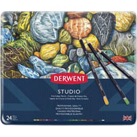 derwent studio coloured pencils assorted tin 24