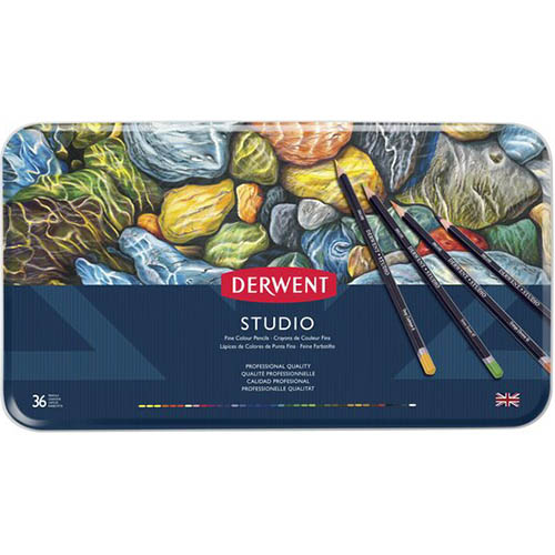 Image for DERWENT STUDIO COLOURED PENCILS ASSORTED TIN 36 from Ezi Office Supplies Gold Coast Office National