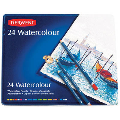 Image for DERWENT WATERCOLOUR PENCILS ASSORTED TIN 24 from OFFICE NATIONAL CANNING VALE