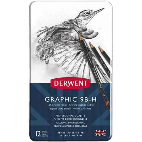 Image for DERWENT GRAPHIC SOFT PENCILS 9B-H TIN 12 from Emerald Office Supplies Office National