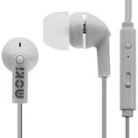 moki stereo earbuds noise isolation with microphone and control white