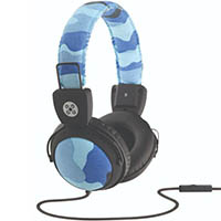 moki camo headphones inline mic blue