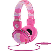 moki camo headphones inline mic pink