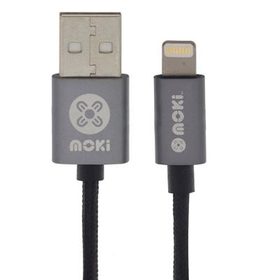 Image for MOKI SYNCHARGE BRAIDED CABLE USB-A TO LIGHTNING 900MM GUNMETAL GREY from Emerald Office Supplies Office National