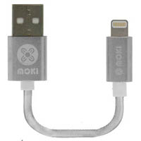 moki syncharge braided cable usb-a to lightning 100mm silver