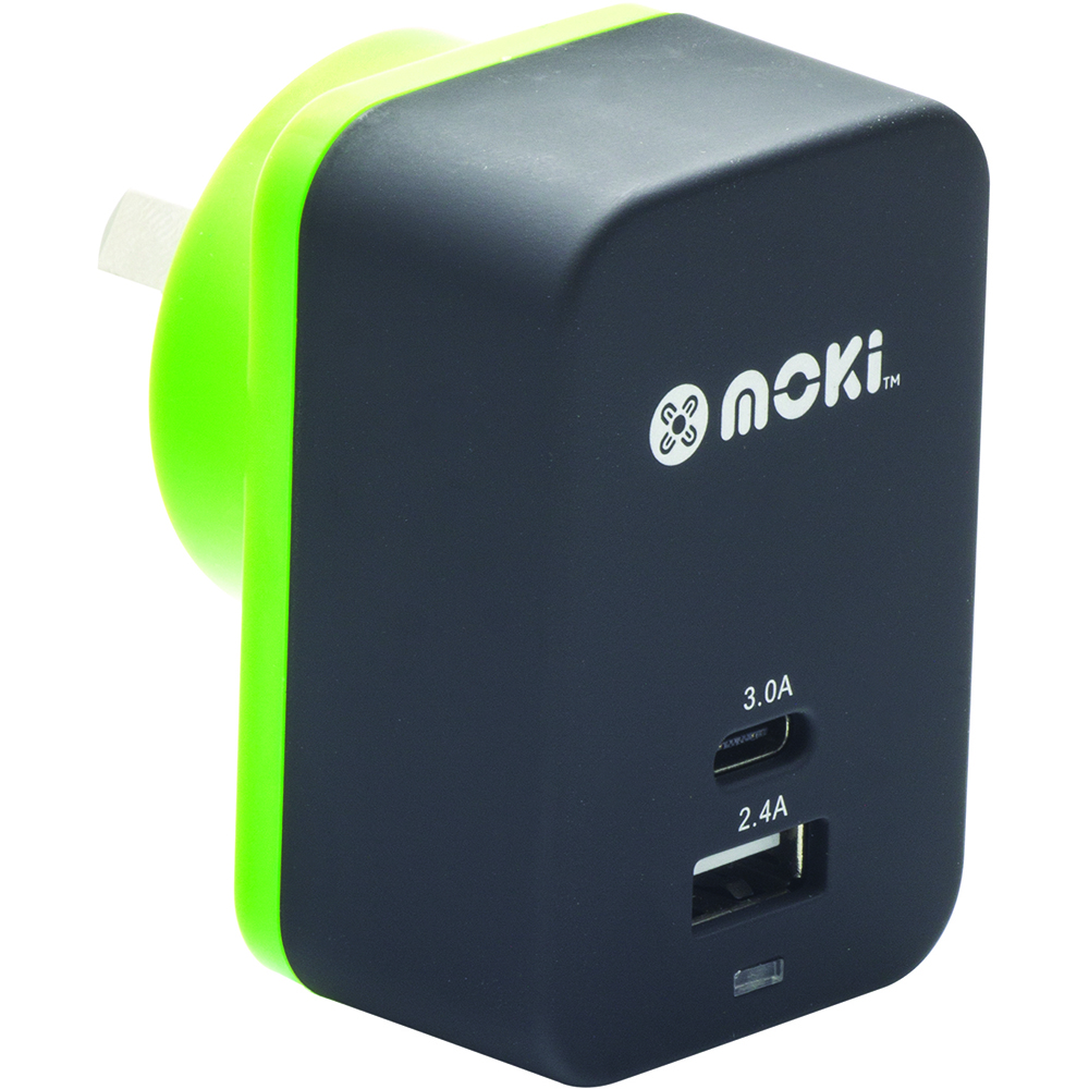 Image for MOKI WALL CHARGER+ USB-A AND USB-C 3.0 BLACK from Office National Capalaba